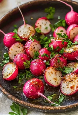 Oven-roasted garlic radishes served as a healthy side dish