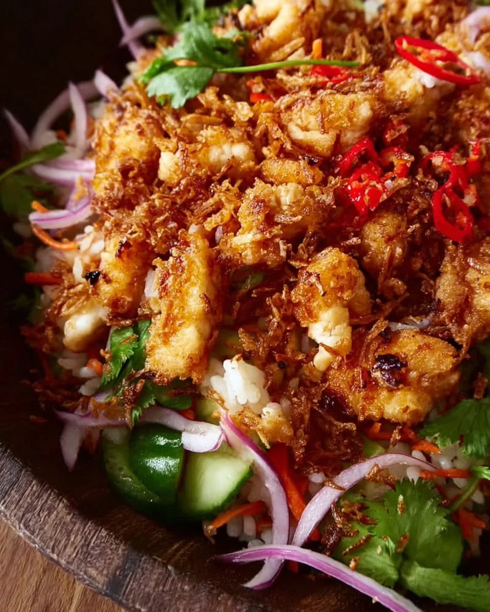 Bang Bang Chicken Crispy Rice Salad