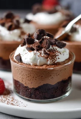 Brownie chocolate mousse cups served in stylish dishes