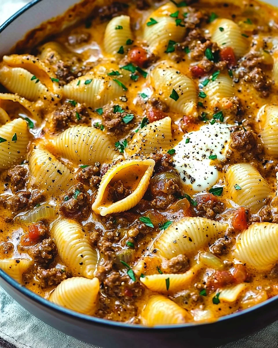 Creamy Beef and Shells