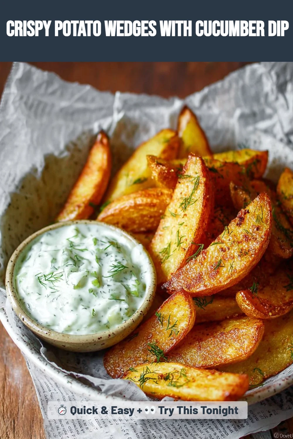 Crispy Potato Wedges with Cucumber Dip