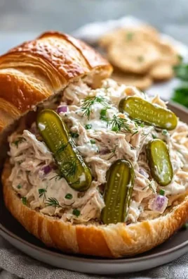 Bowl of Dill Pickle Chicken Salad with fresh ingredients and herbs