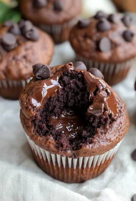 Delicious double chocolate muffins topped with chocolate chips