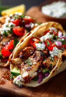Grilled Mediterranean chicken tacos served with fresh toppings