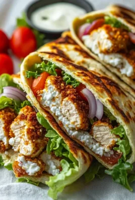 High-protein crispy cottage cheese flatbread chicken wraps