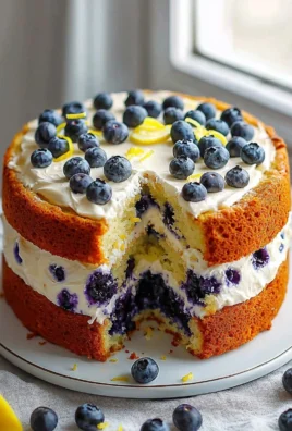 Delicious Blueberry Lemon Cream Cake with fresh blueberries and lemon zest