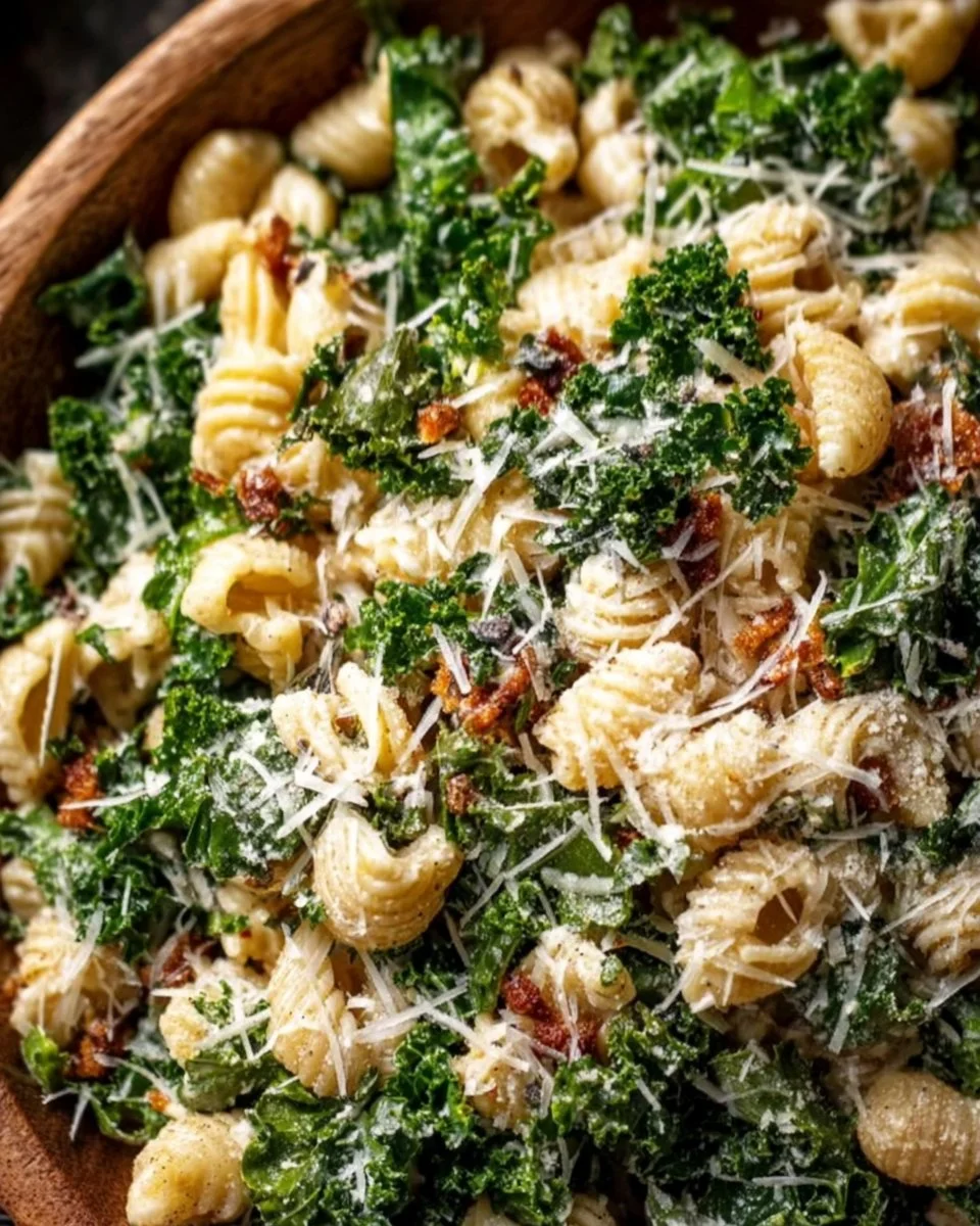 Kale Caesar Pasta Salad