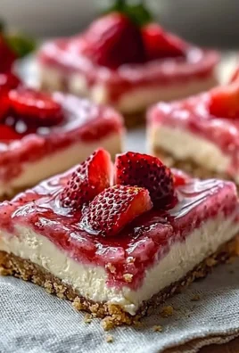 Keto Strawberry Cheesecake Bars topped with fresh strawberries and cream
