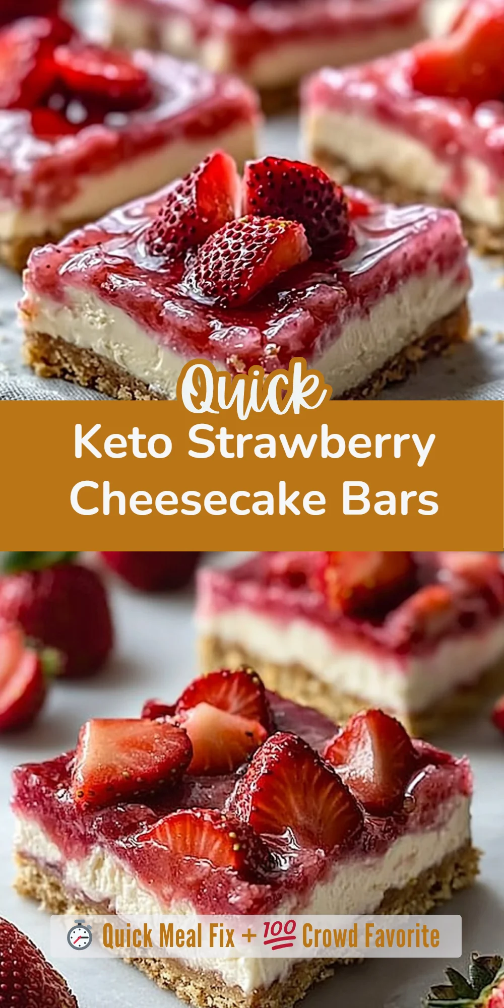 Keto Strawberry Cheesecake Bars