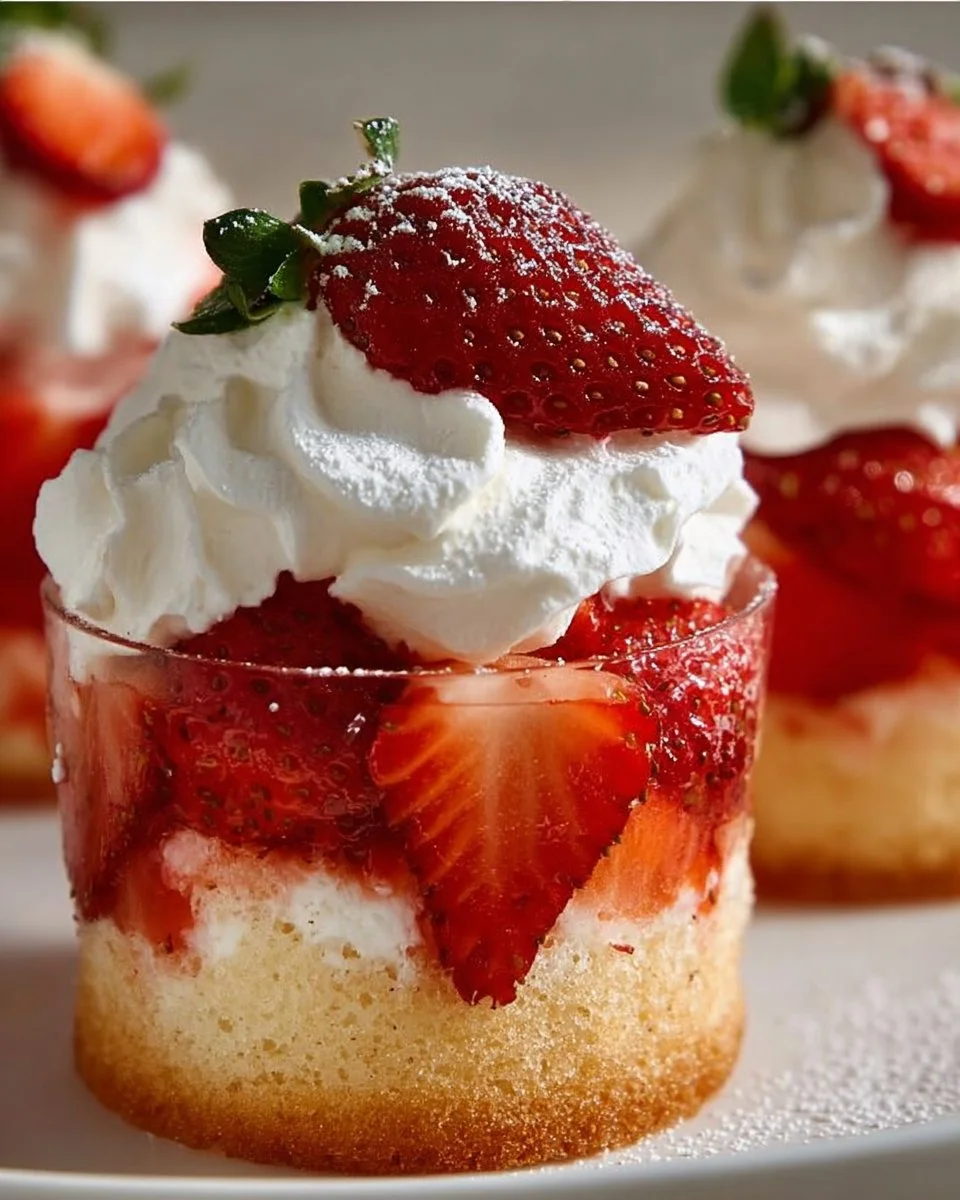 Delicious quick strawberry shortcake cups with fresh strawberries and whipped cream