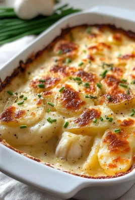 Creamy roasted garlic potatoes gratin baked to perfection with golden cheese