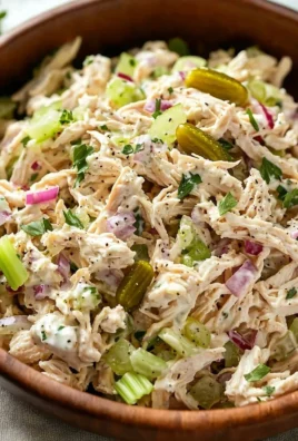 Delicious rotisserie chicken salad served in a bowl with fresh veggies.