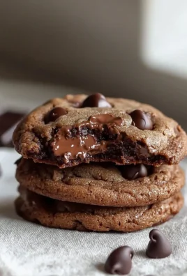 Single serve double chocolate cookie with melted chocolate chips