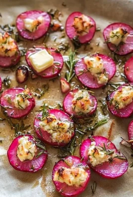 Smashed rosemary garlic roasted radishes on a rustic plate