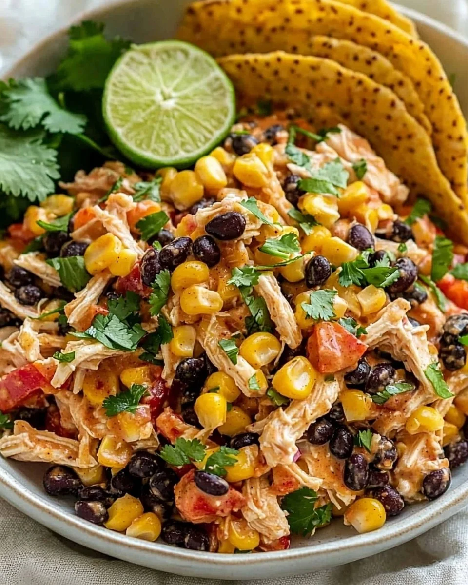 Delicious Southwestern chicken salad with fresh ingredients and vibrant colors.