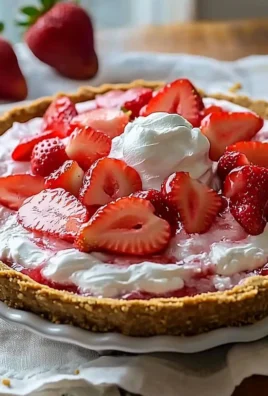 Deliciously creamy Strawberry Cream Cheese Pie with fresh strawberries on top