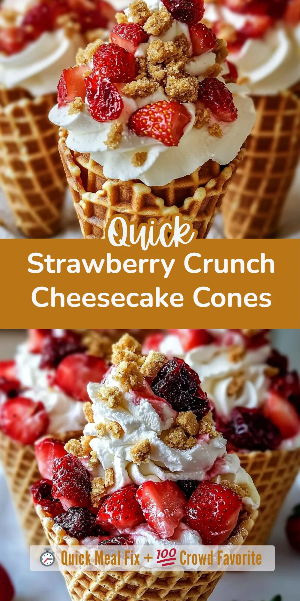 Strawberry Crunch Cheesecake Cones