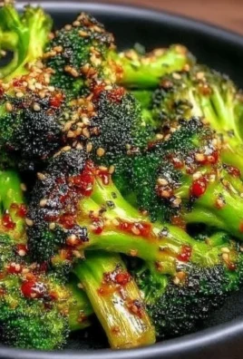 Sweet chili roasted broccoli dish on a plate