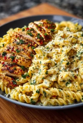 Delicious creamy garlic parmesan chicken pasta served in a bowl