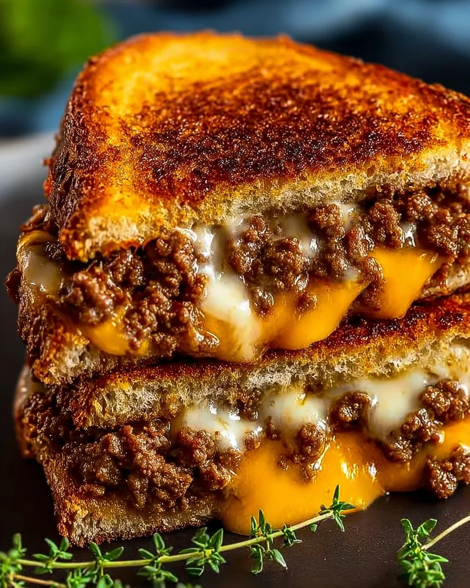 Ultimate Cheesy Ground Beef Melt with melted cheese and flavorful ground beef