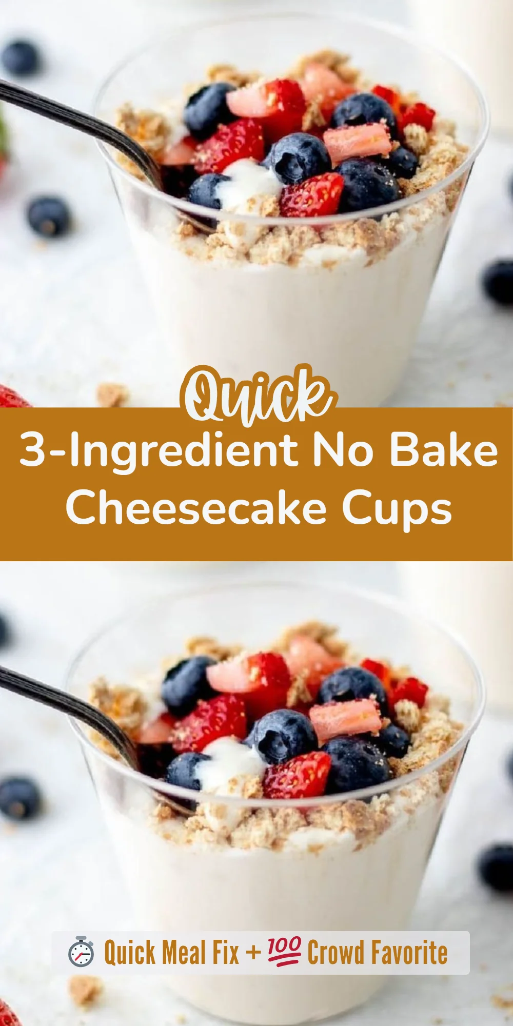 3-Ingredient No Bake Cheesecake Cups