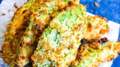 Crispy air fryer avocado fries served with dipping sauce