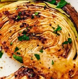 Crispy air fryer cabbage wedges seasoned and ready to serve