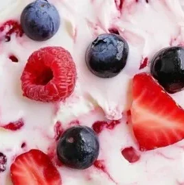 Berry yogurt bark with fresh fruits and yogurt, a healthy snack option