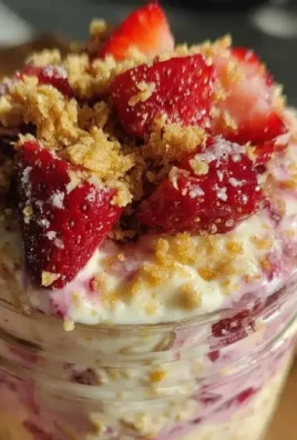 Creamy strawberry cheesecake overnight steel cut oats in a bowl