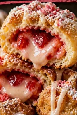 Crispy strawberry cream waffle bites served on a plate with fresh strawberries