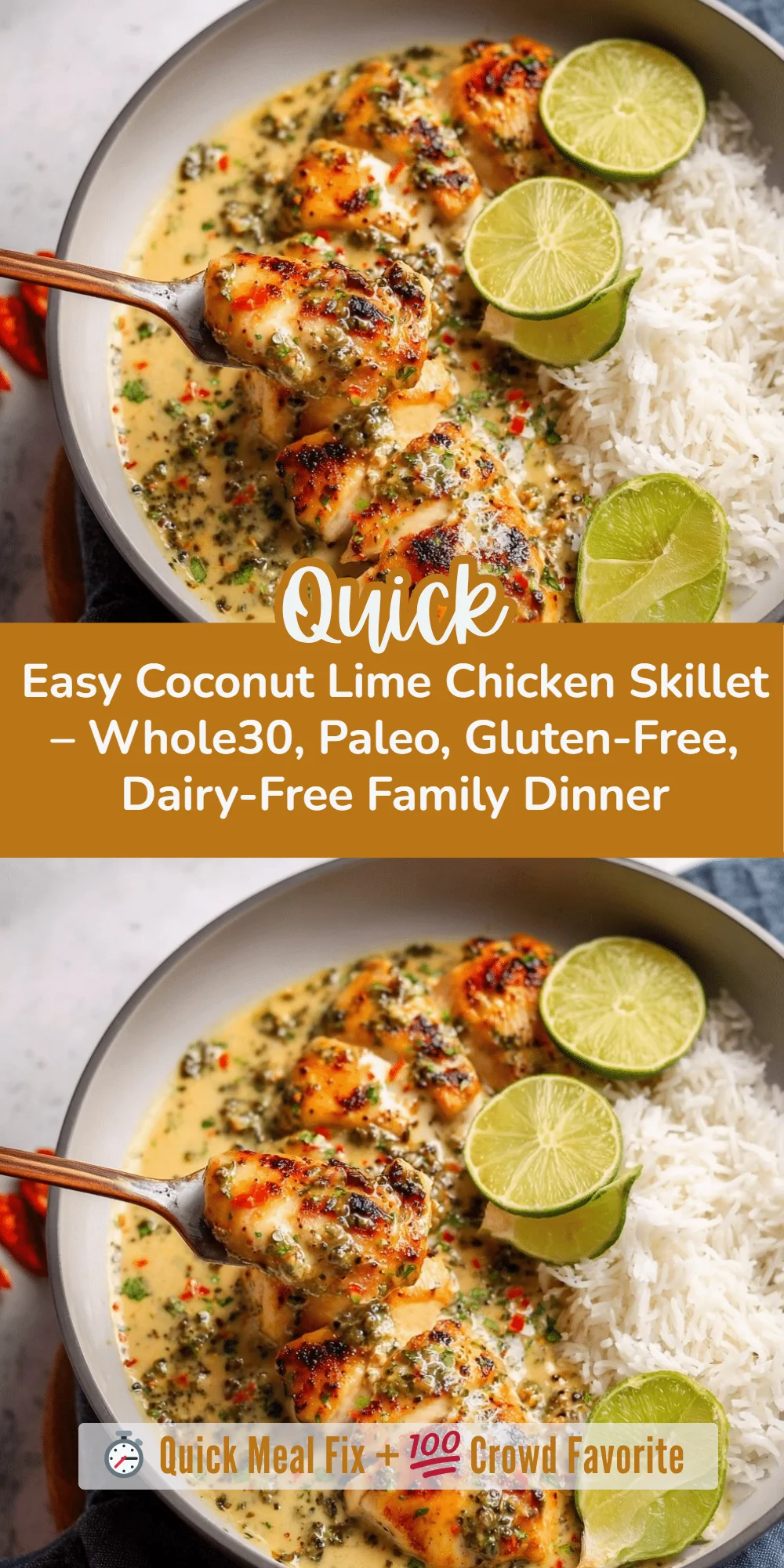 Easy Coconut Lime Chicken Skillet – Whole30, Paleo, Gluten-Free, Dairy-Free Family Dinner