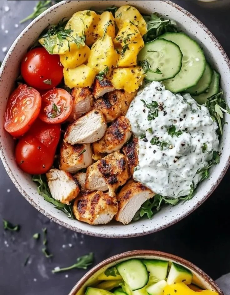 Easy Loaded Greek Chicken Bowl