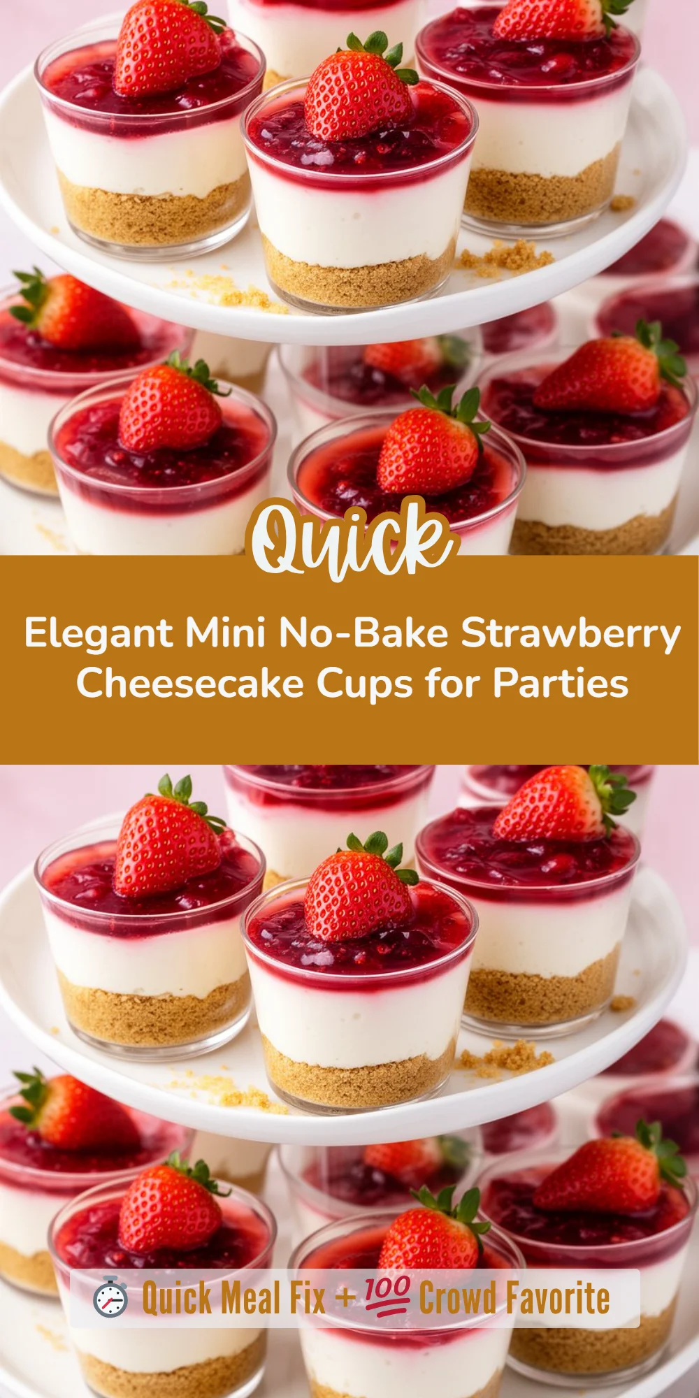 Elegant Mini No-Bake Strawberry Cheesecake Cups for Parties