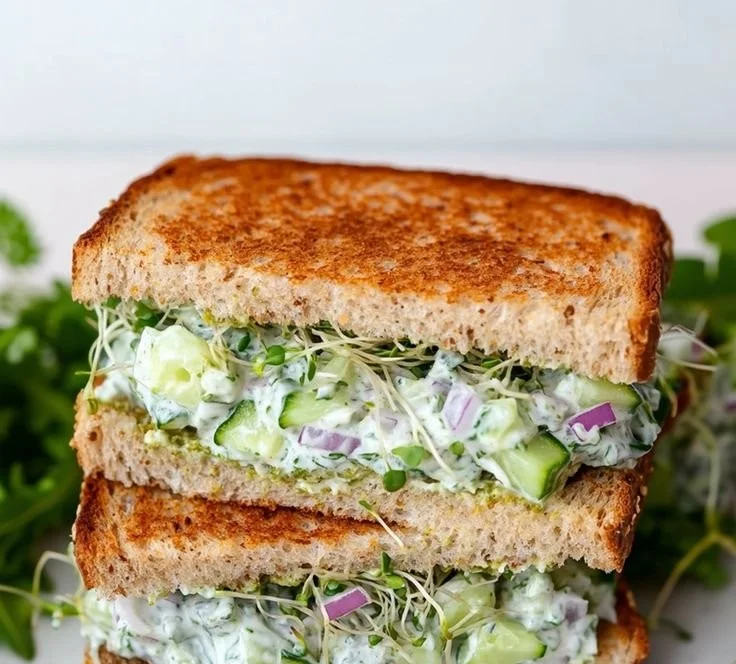 Flavorful cucumber salad sandwich with fresh ingredients