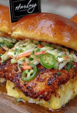 Delicious Nashville Hot Chicken Sliders with pickled jalapeño slaw