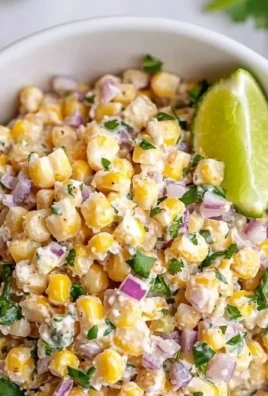 Healthy Street Corn Salad with Greek Yogurt served in a bowl