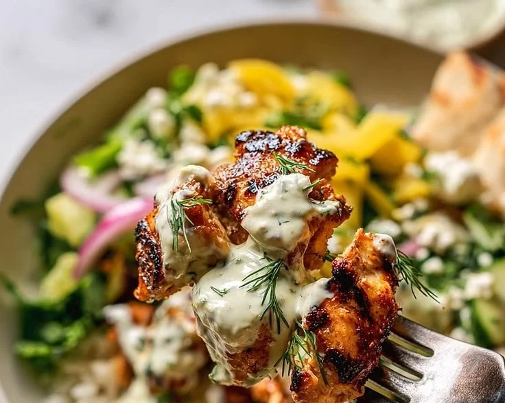 Homemade Greek Tzatziki Chicken Bowl