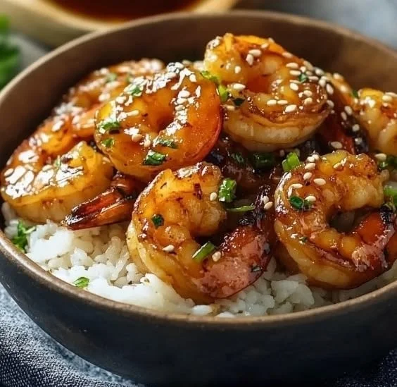 Delicious Honey Garlic Shrimp Bowls with vibrant vegetables and rice