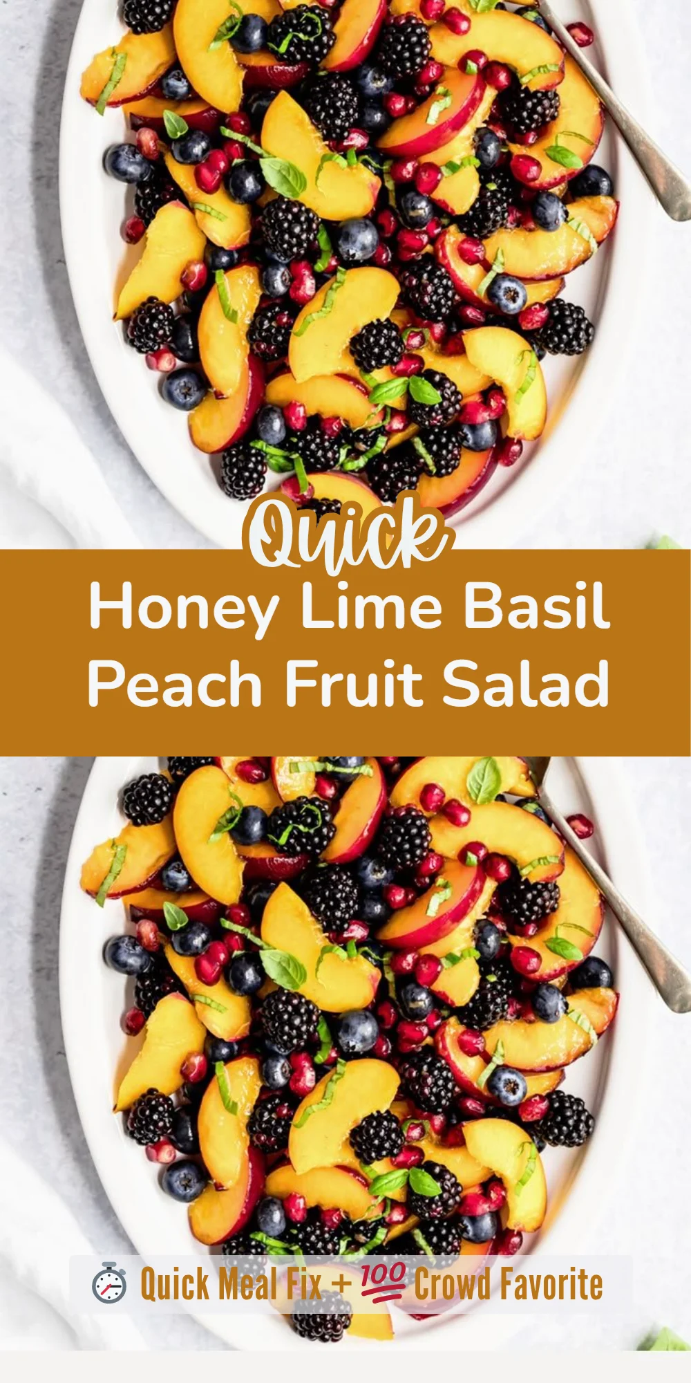 Honey Lime Basil Peach Fruit Salad