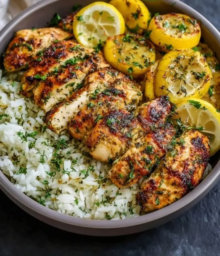 Lemon Garlic Chicken Meal Prep Bowls