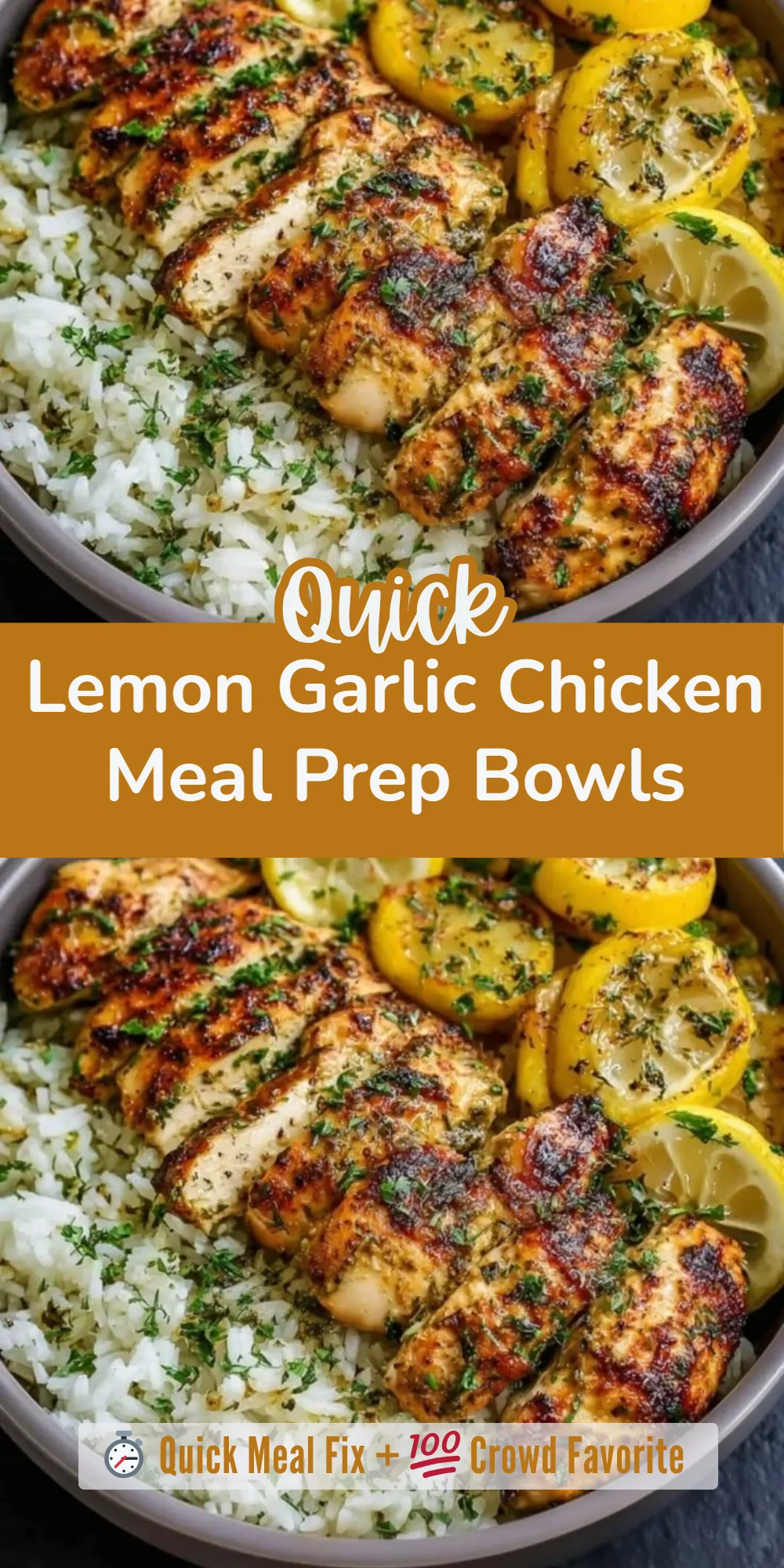 Lemon Garlic Chicken Meal Prep Bowls