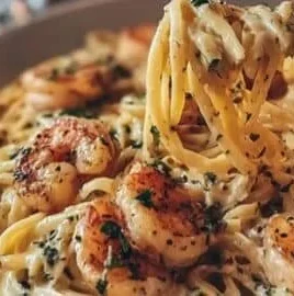Delicious Marry Me Shrimp Pasta garnished with herbs and served in a bowl