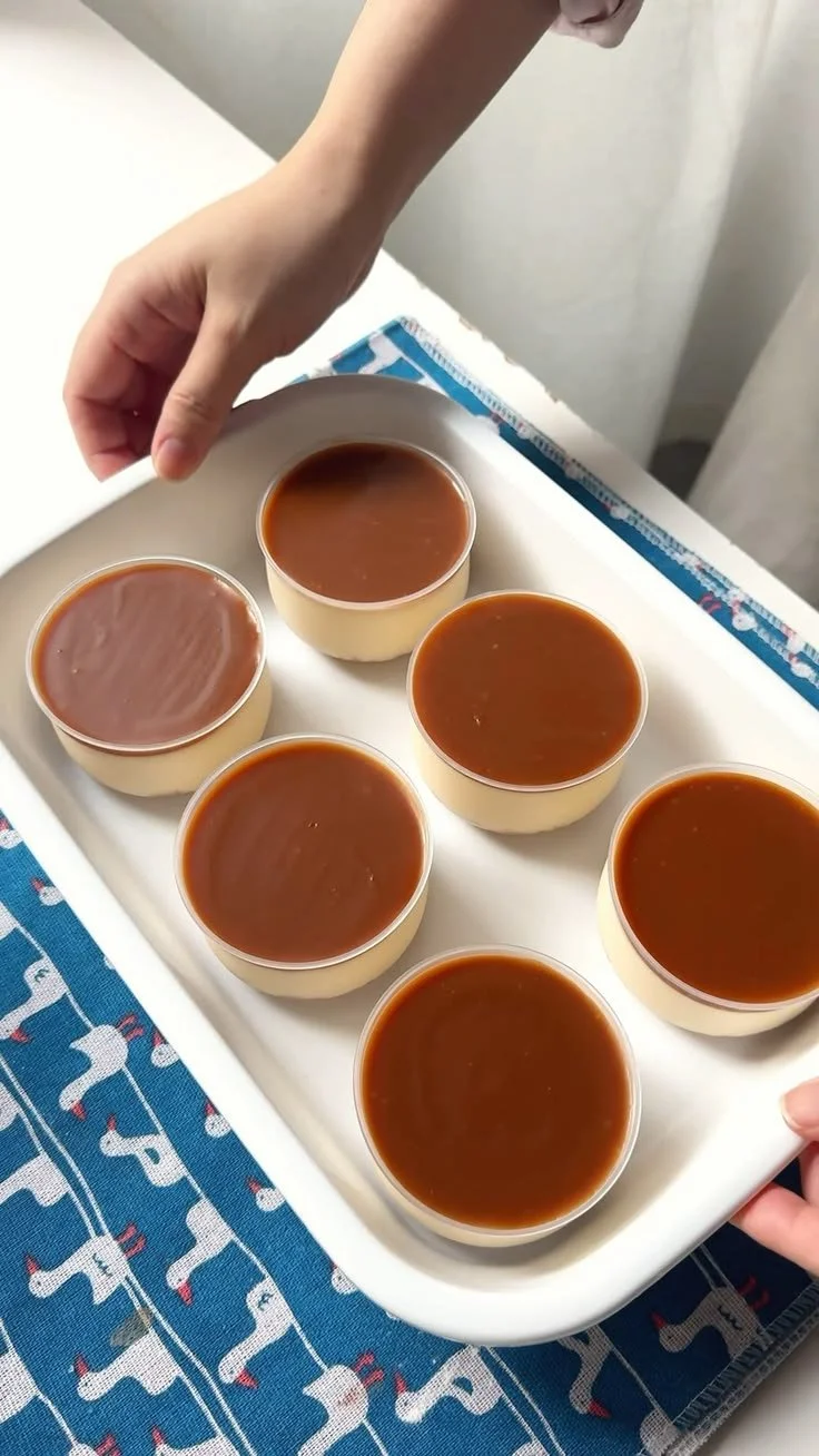 No-Bake Salted Caramel Cheesecake Cups topped with caramel sauce and sprinkled sea salt
