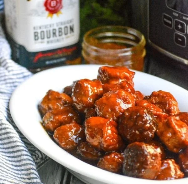 Peach Bourbon Meatballs