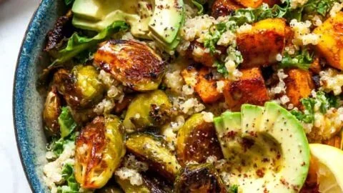 Colorful Quinoa and Veggie Power Bowls filled with fresh ingredients.