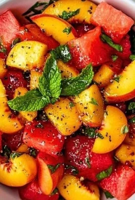 Refreshing Peach Watermelon Salad with fresh peaches and watermelon