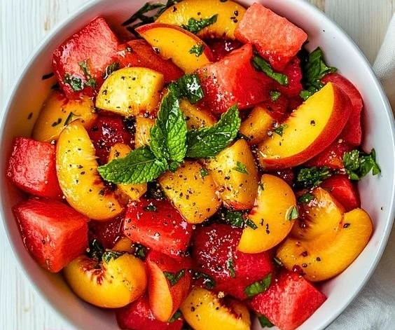 Refreshing Peach and Watermelon Salad