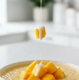 Delicious serving of mango sago, a creamy and refreshing dessert