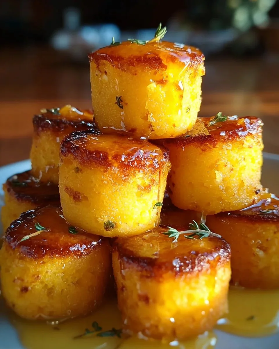 Southern-Style Honey Butter Cornbread Poppers served on a wooden platter