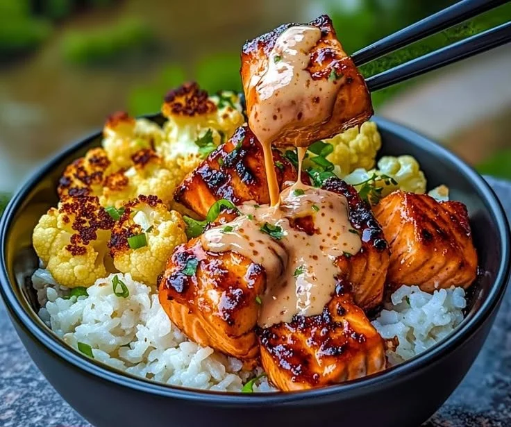 Sriracha Honey Salmon Bowls